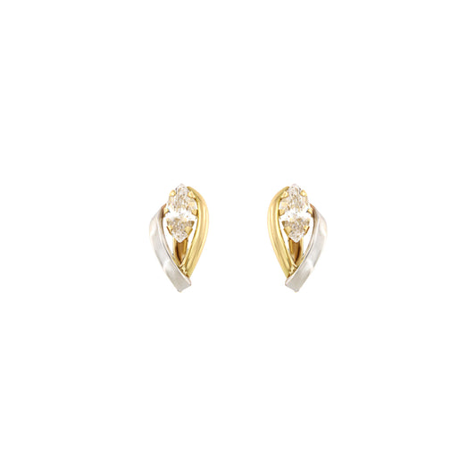 18ct gold Bicolor marquise stone earrings