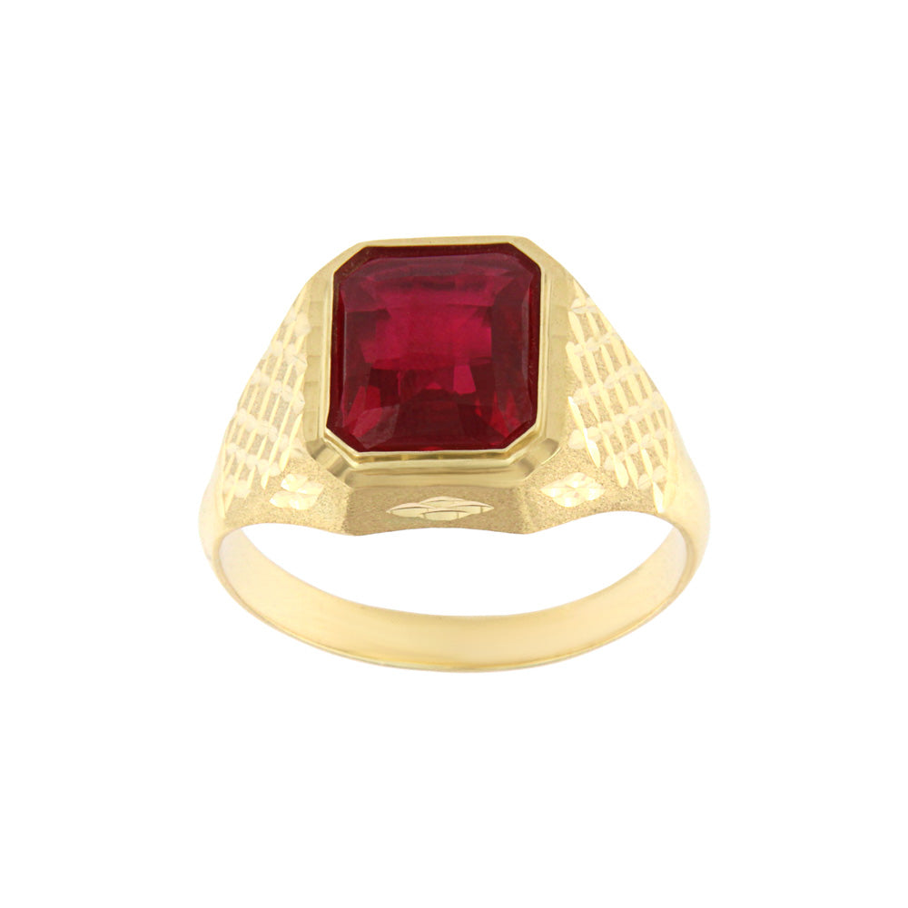 18ct gold Oval ring square red stone