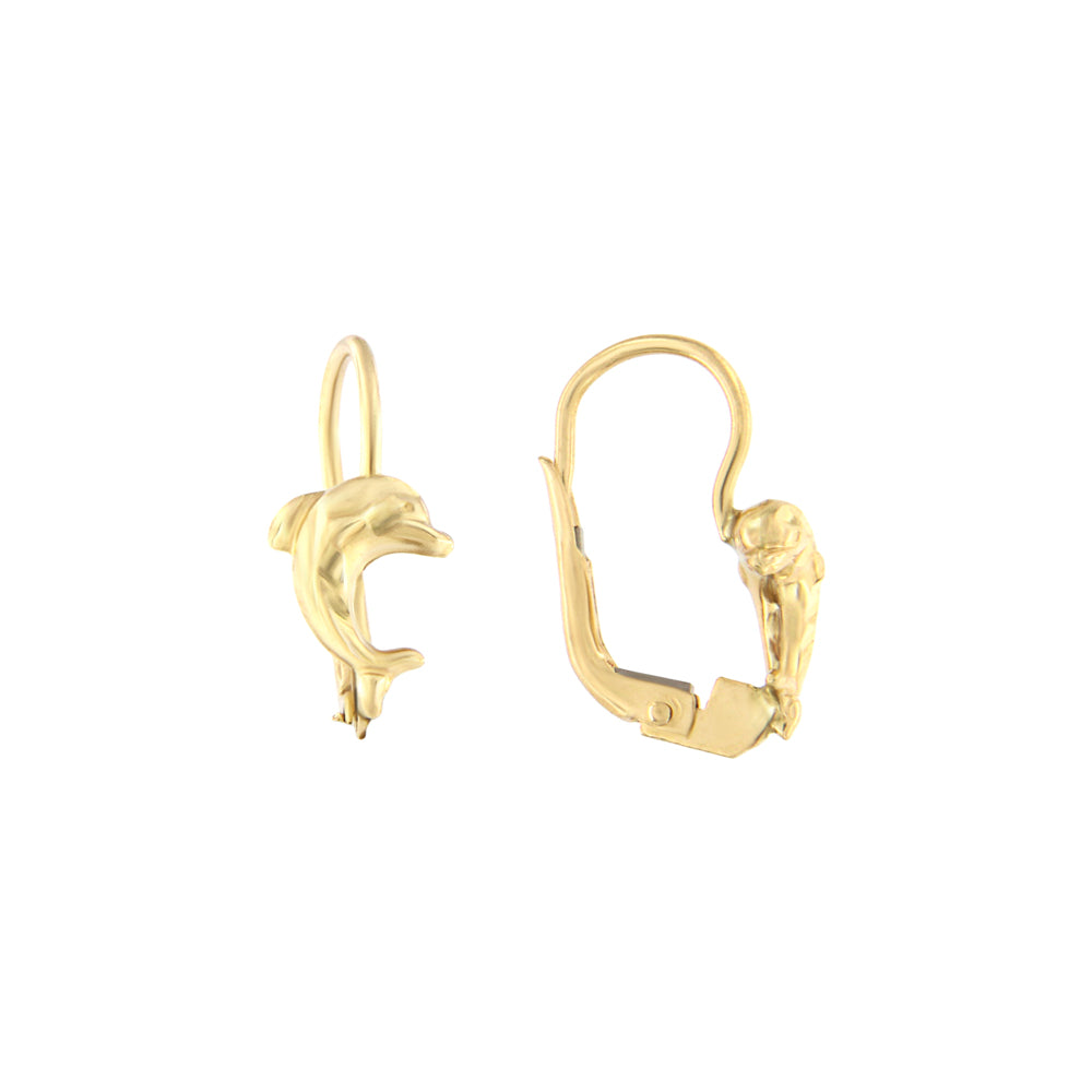 18ct gold Dolphins drop earrings