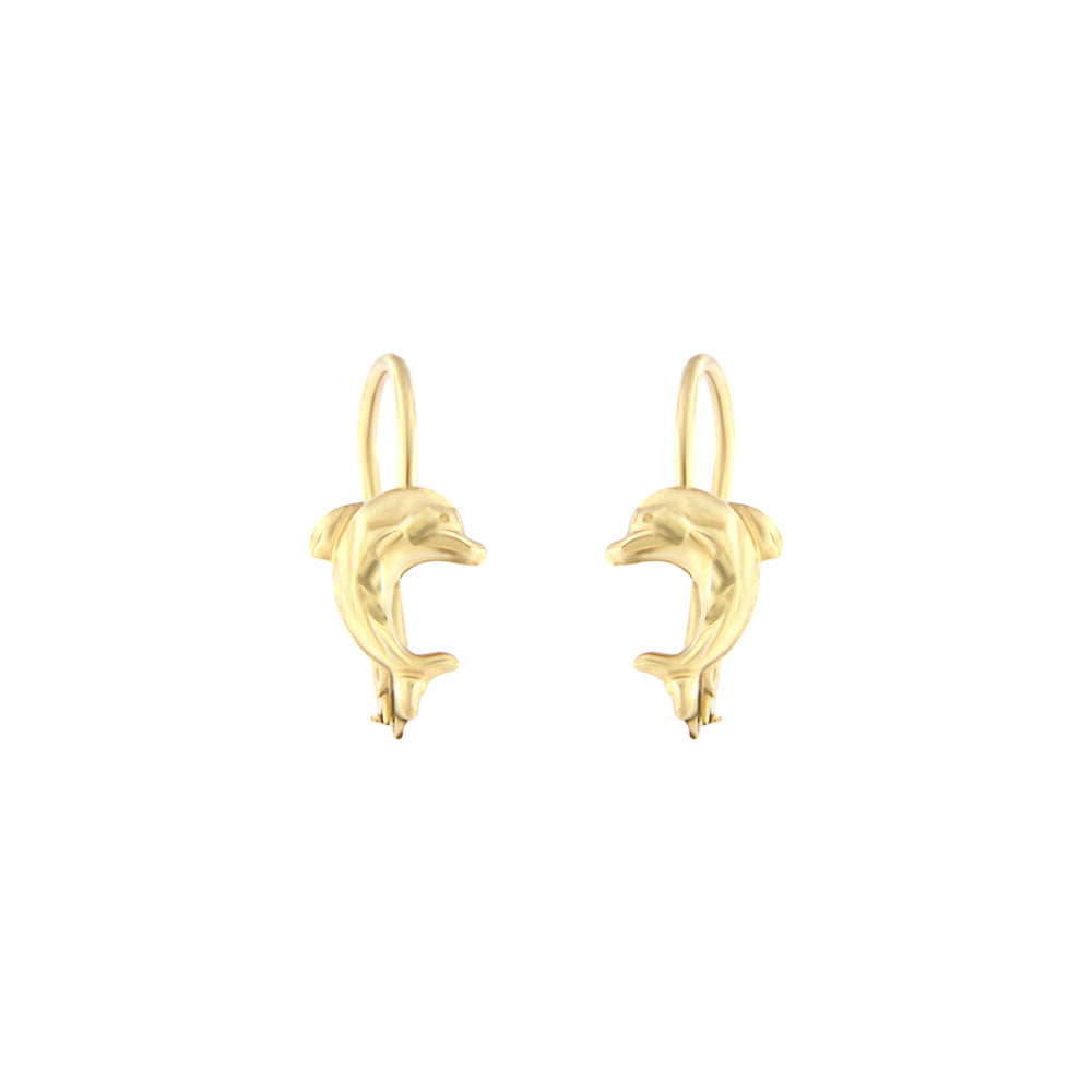 18ct gold Dolphins drop earrings