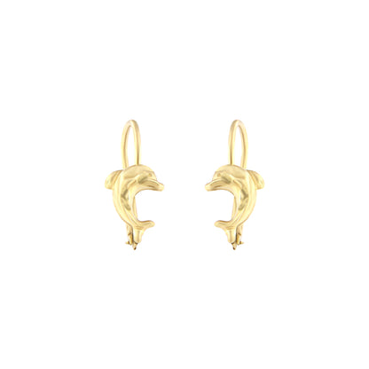 18ct gold Dolphins drop earrings