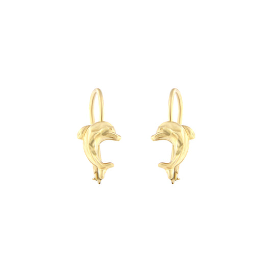 18ct gold Dolphins drop earrings