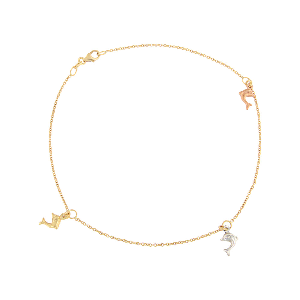 18ct gold Dolphin anklet