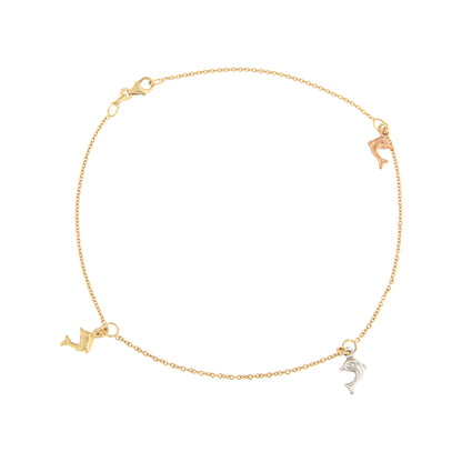 18ct gold Dolphin anklet