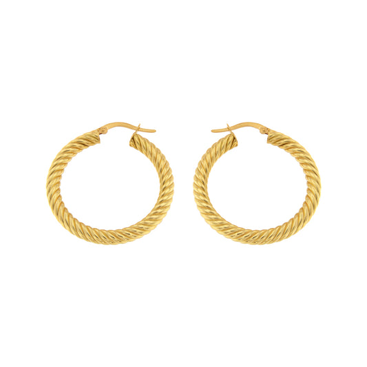 18ct gold Curly hoop earrings