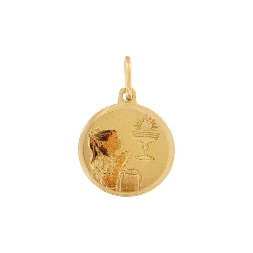 18ct gold First communion girl pendant