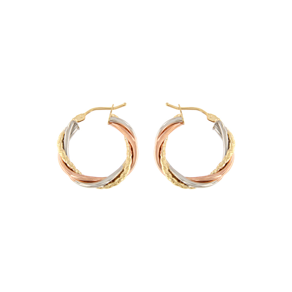 18ct gold Tricolor hoop earrings