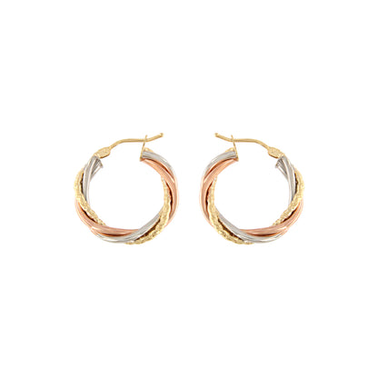 18ct gold Tricolor hoop earrings