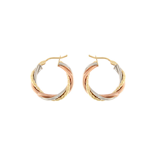 18ct gold Tricolor hoop earrings