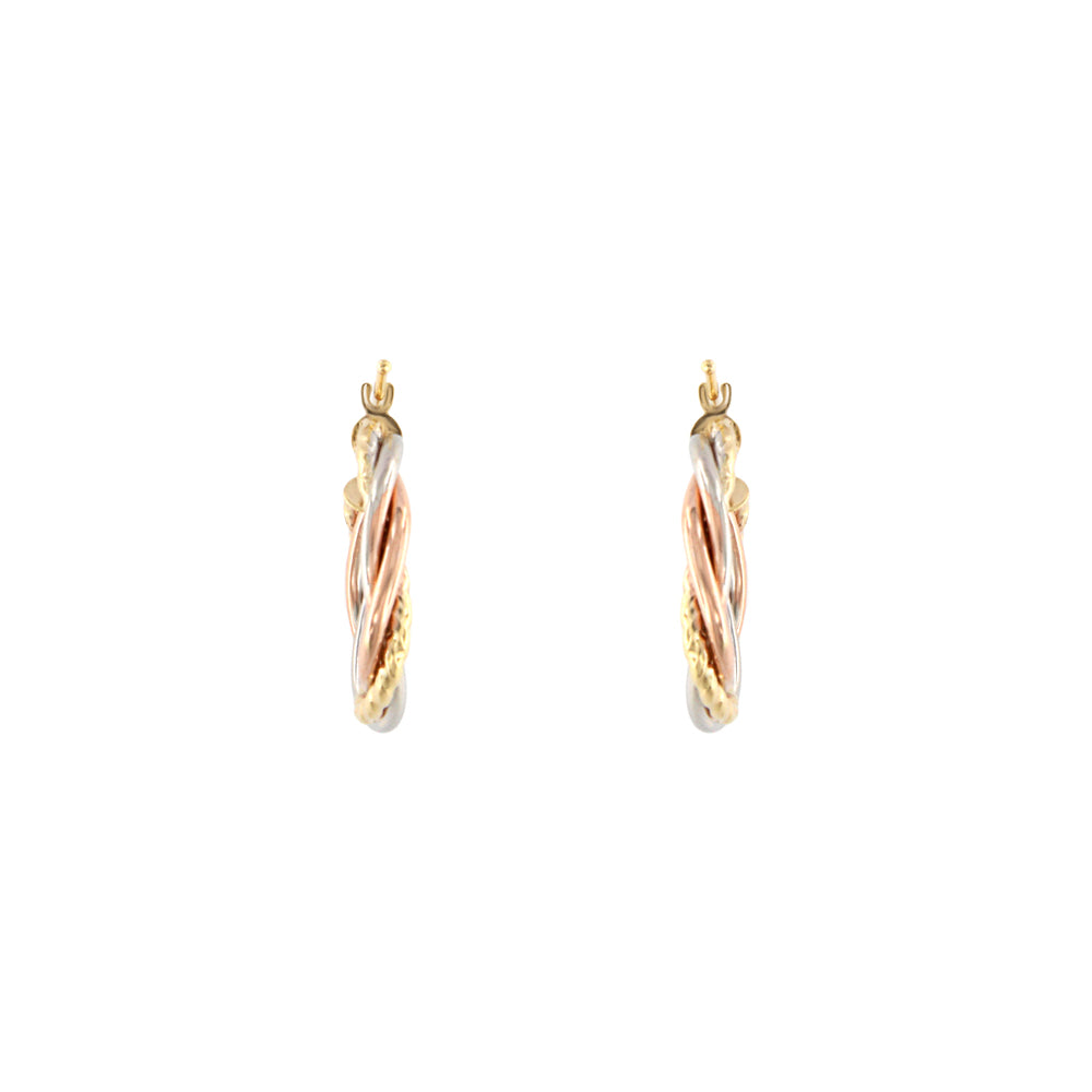 18ct gold Tricolor hoop earrings