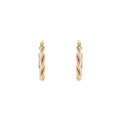 18ct gold Tricolor hoop earrings