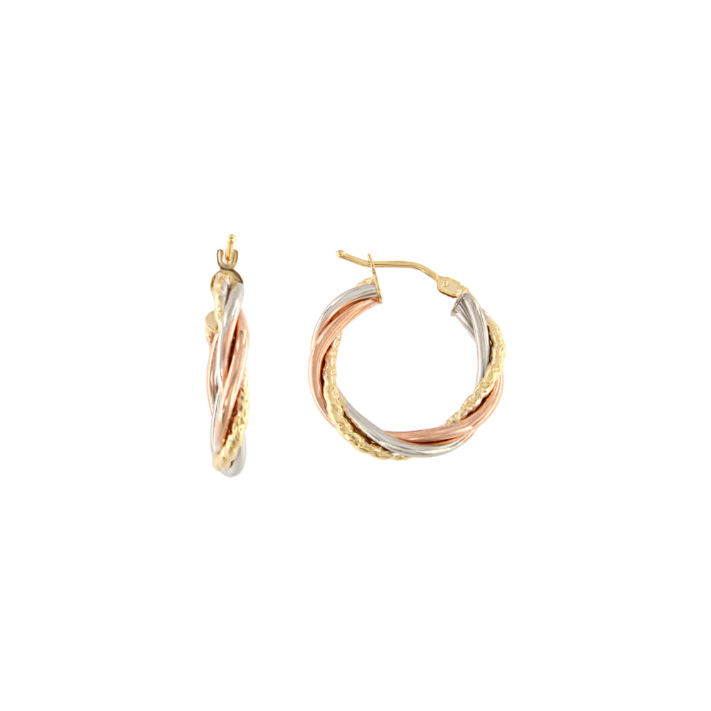 18ct gold Tricolor hoop earrings