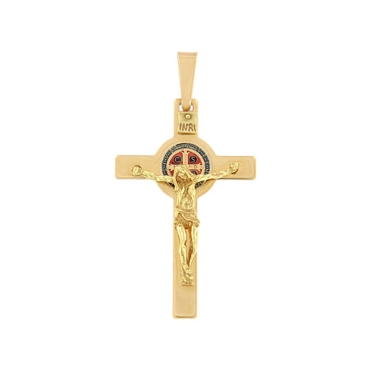 18ct gold Enamel Crucifix pendant