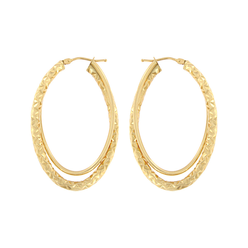 18ct gold Double oval hoop earrings