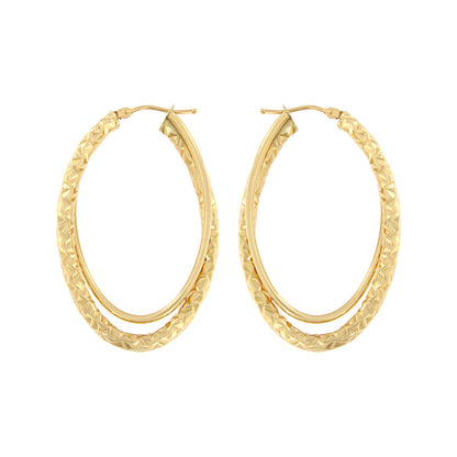 18ct gold Double oval hoop earrings