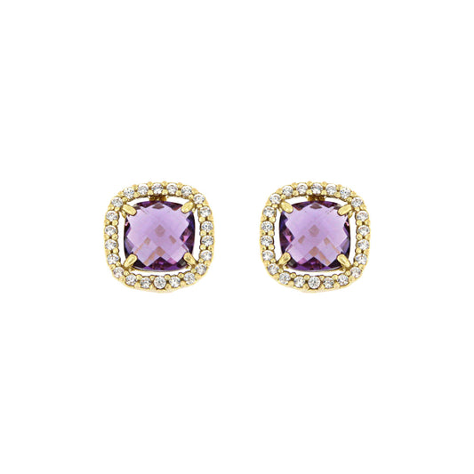 Amethyst quartz stud earrings