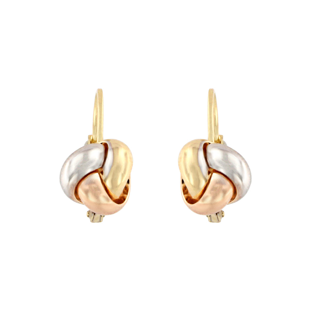 18ct gold Three gold knotted lever earrings