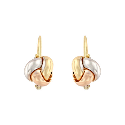 18ct gold Three gold knotted lever earrings