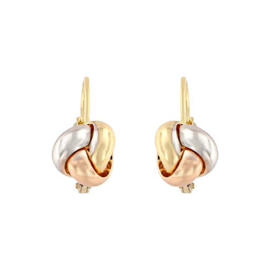 18ct gold Three gold knotted lever earrings