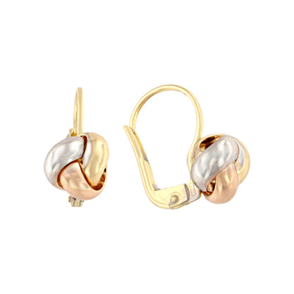 18ct gold Three gold knotted lever earrings