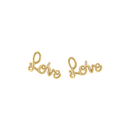 18ct gold Love stud earrings