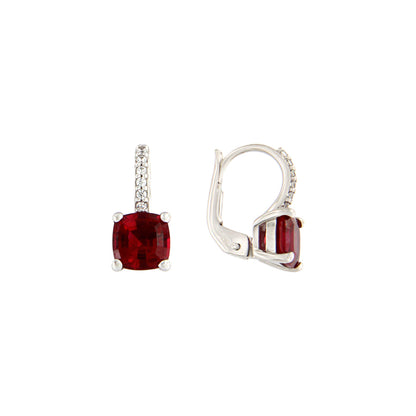 18ct gold Red stone earrings