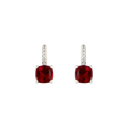 18ct gold Red stone earrings