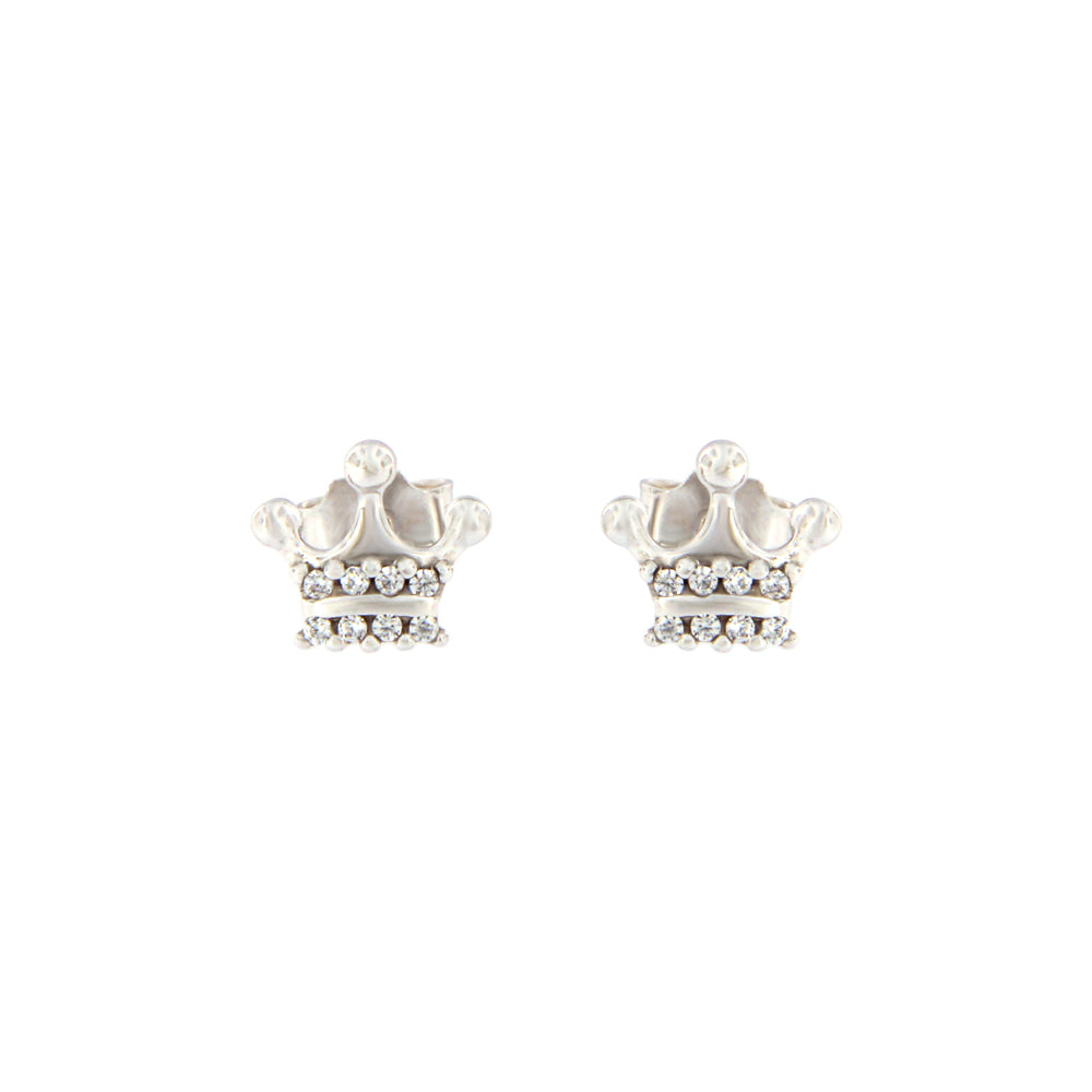 18ct gold White crown stud earrings