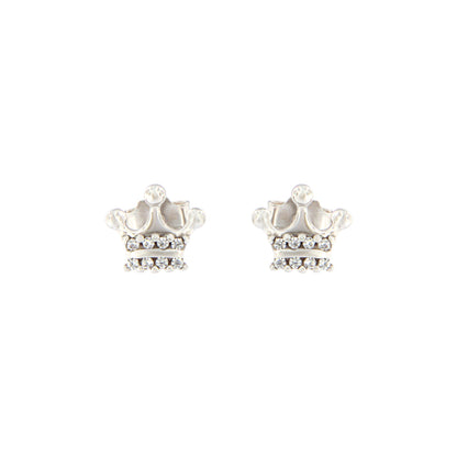 18ct gold White crown stud earrings