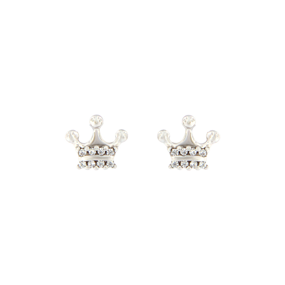 18ct gold White crown stud earrings