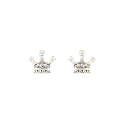 18ct gold White crown stud earrings