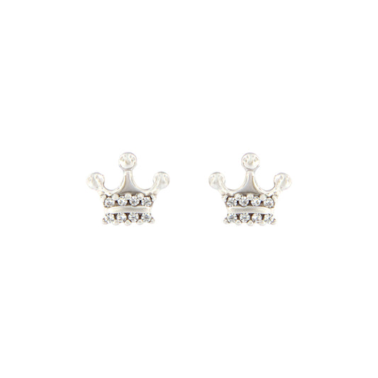 18ct gold White crown stud earrings