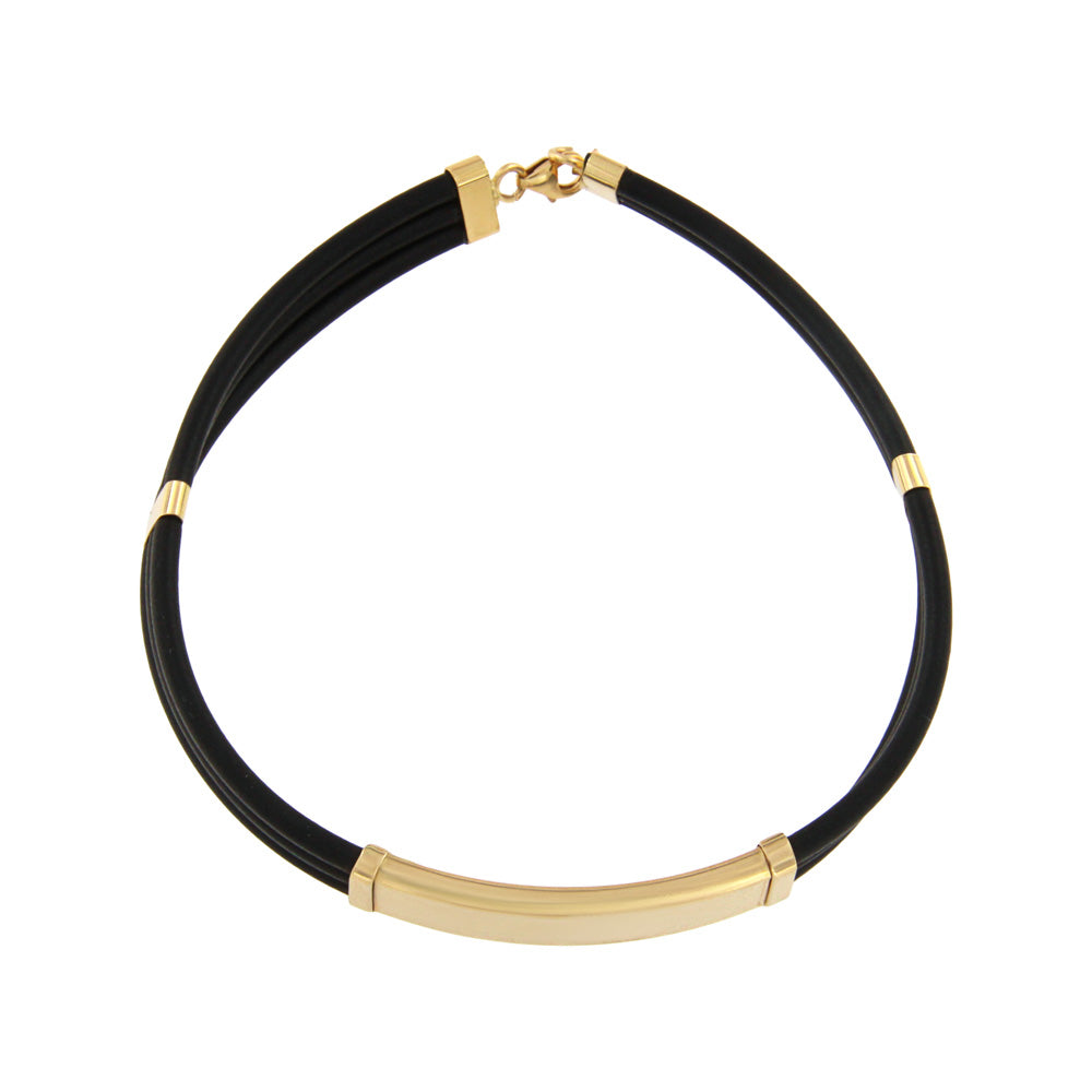 18ct gold Plate and rubber bracelet