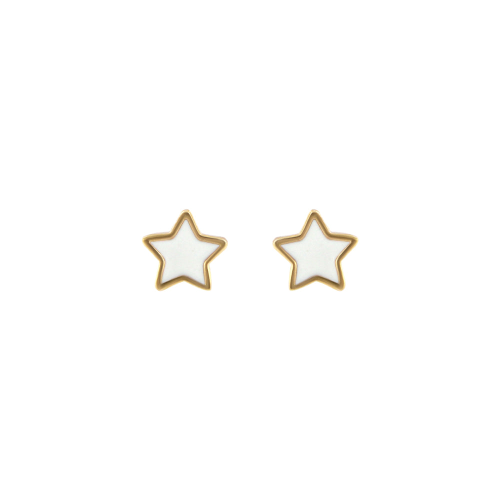 18ct gold Enameled star stud earrings