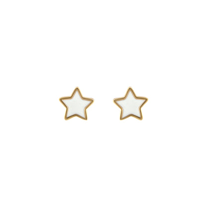 18ct gold Enameled star stud earrings