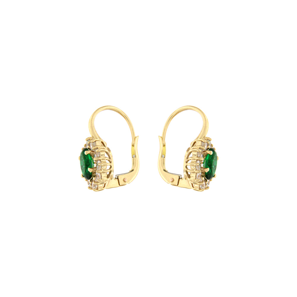 18ct gold Green stone earrings