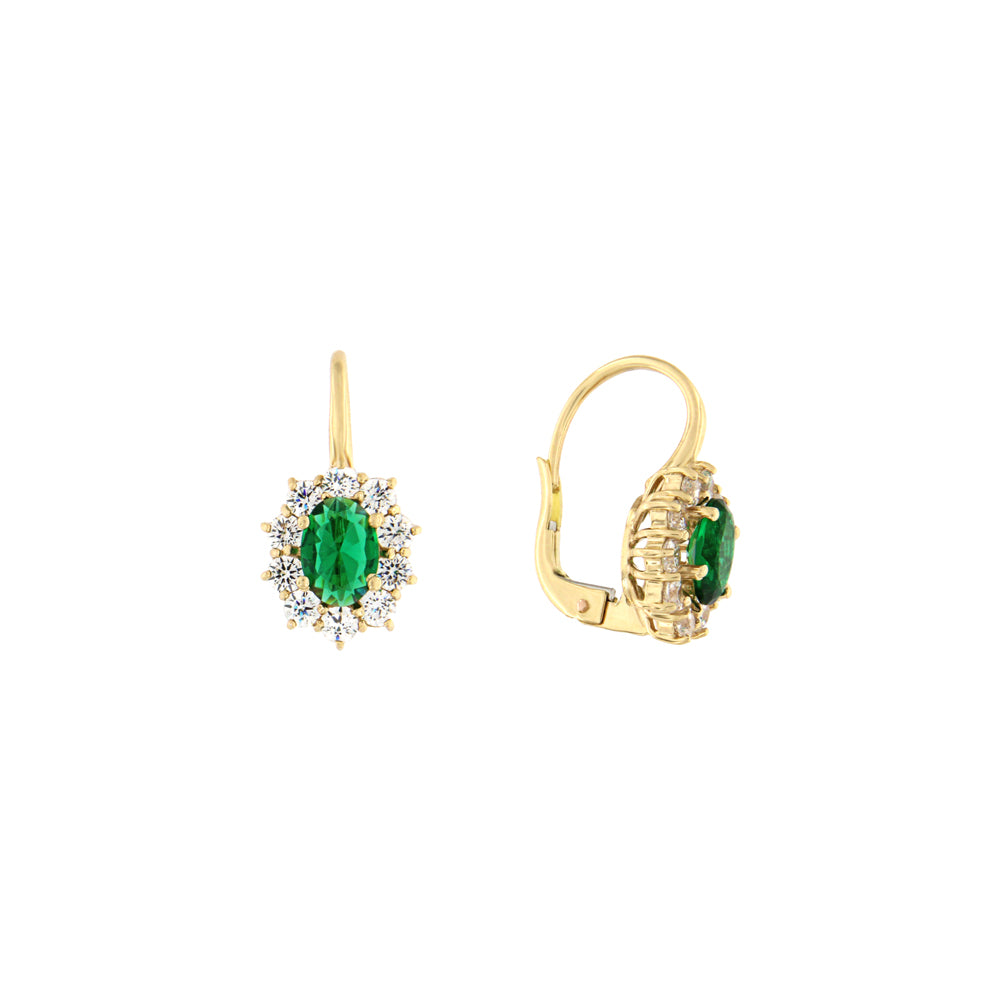 18ct gold Green stone earrings