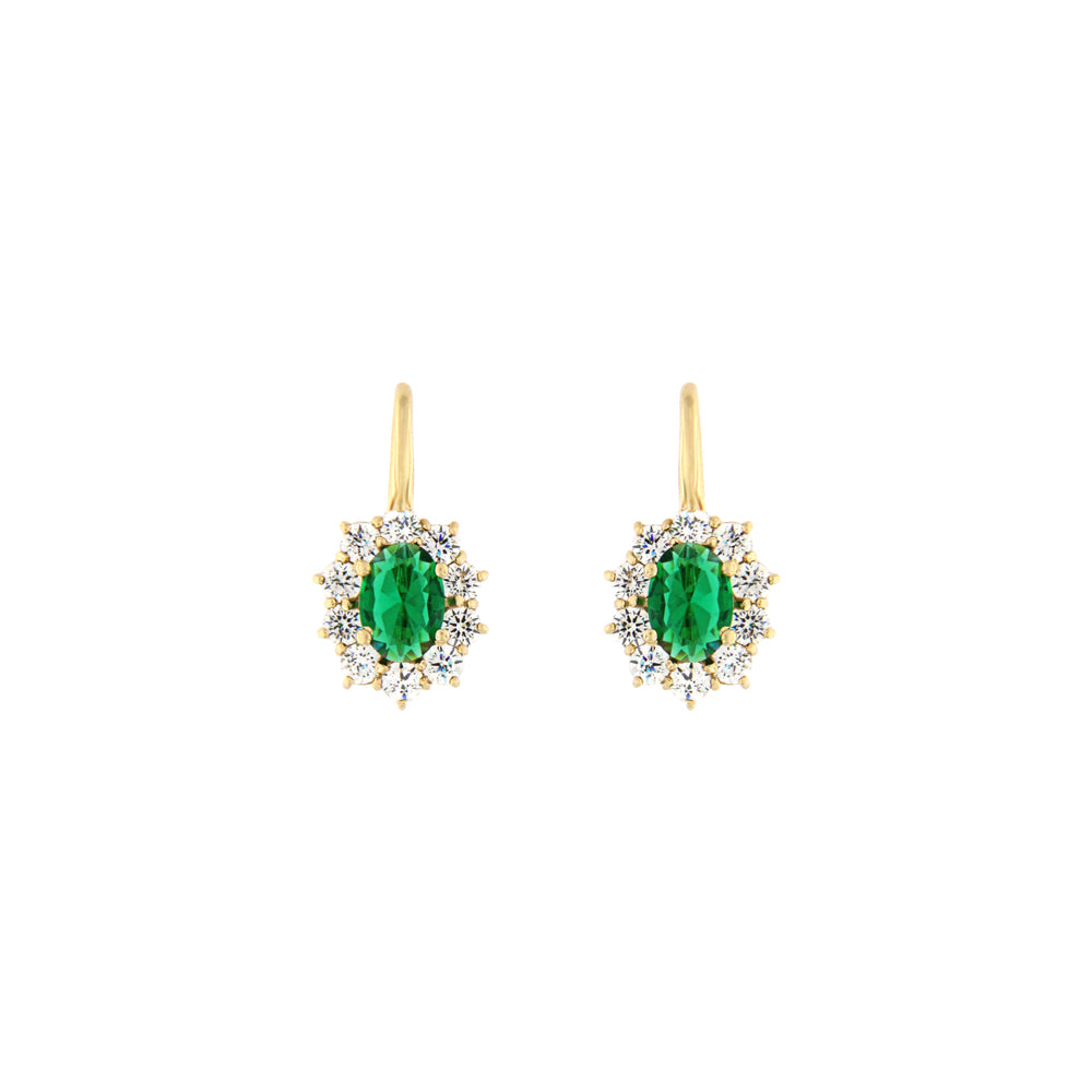 18ct gold Green stone earrings