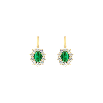 18ct gold Green stone earrings