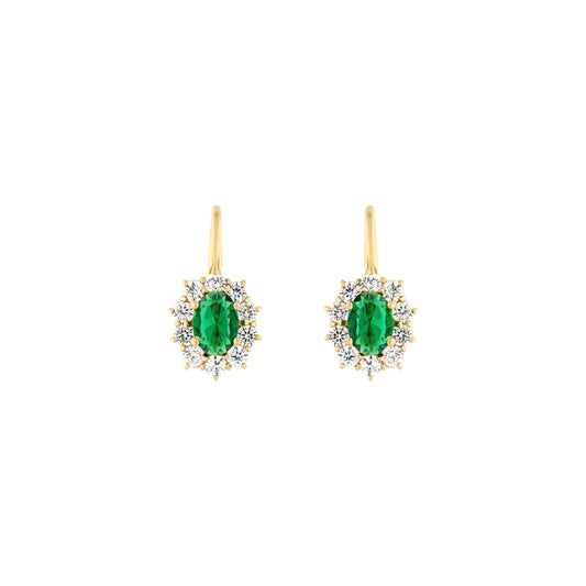 18ct gold Green stone earrings