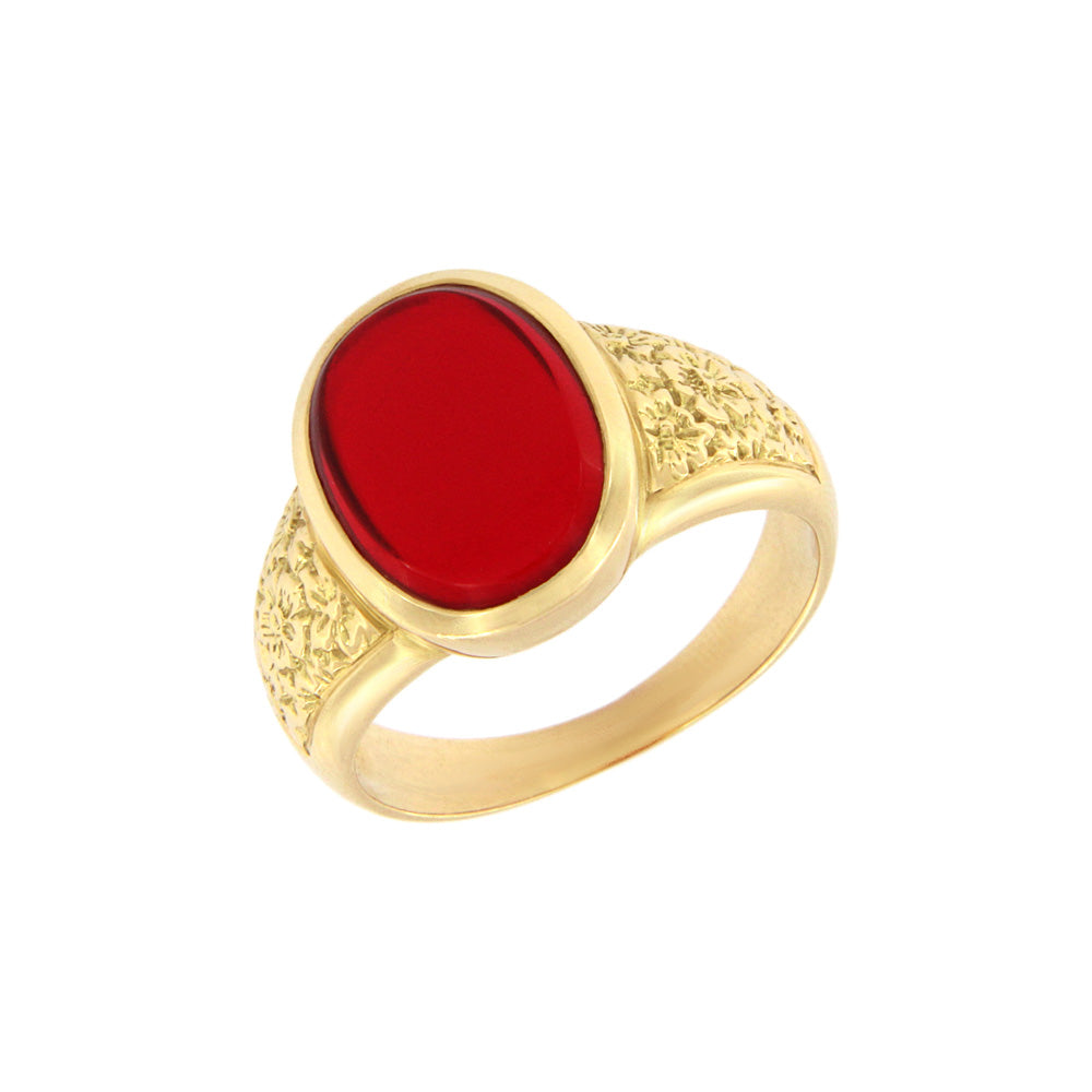 18ct gold Oval red stone ring