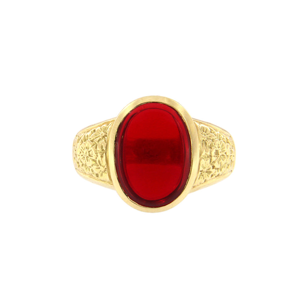 18ct gold Oval red stone ring