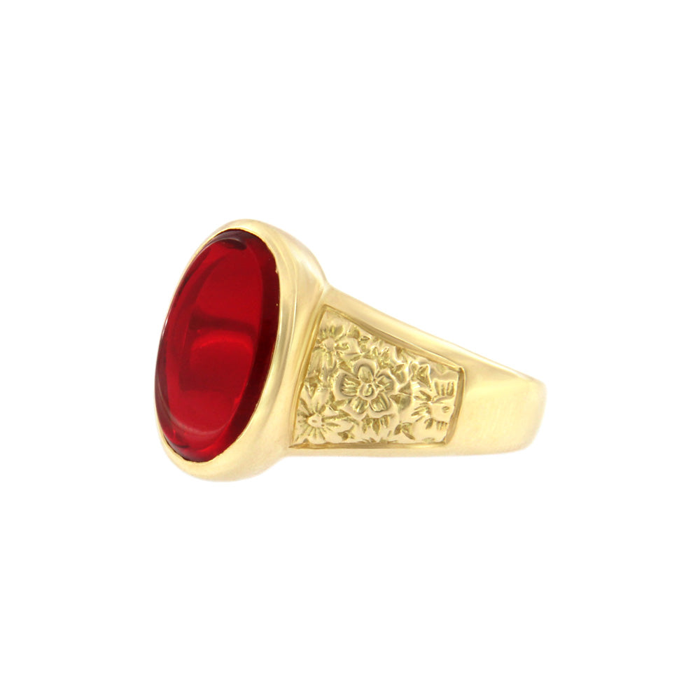 18ct gold Oval red stone ring