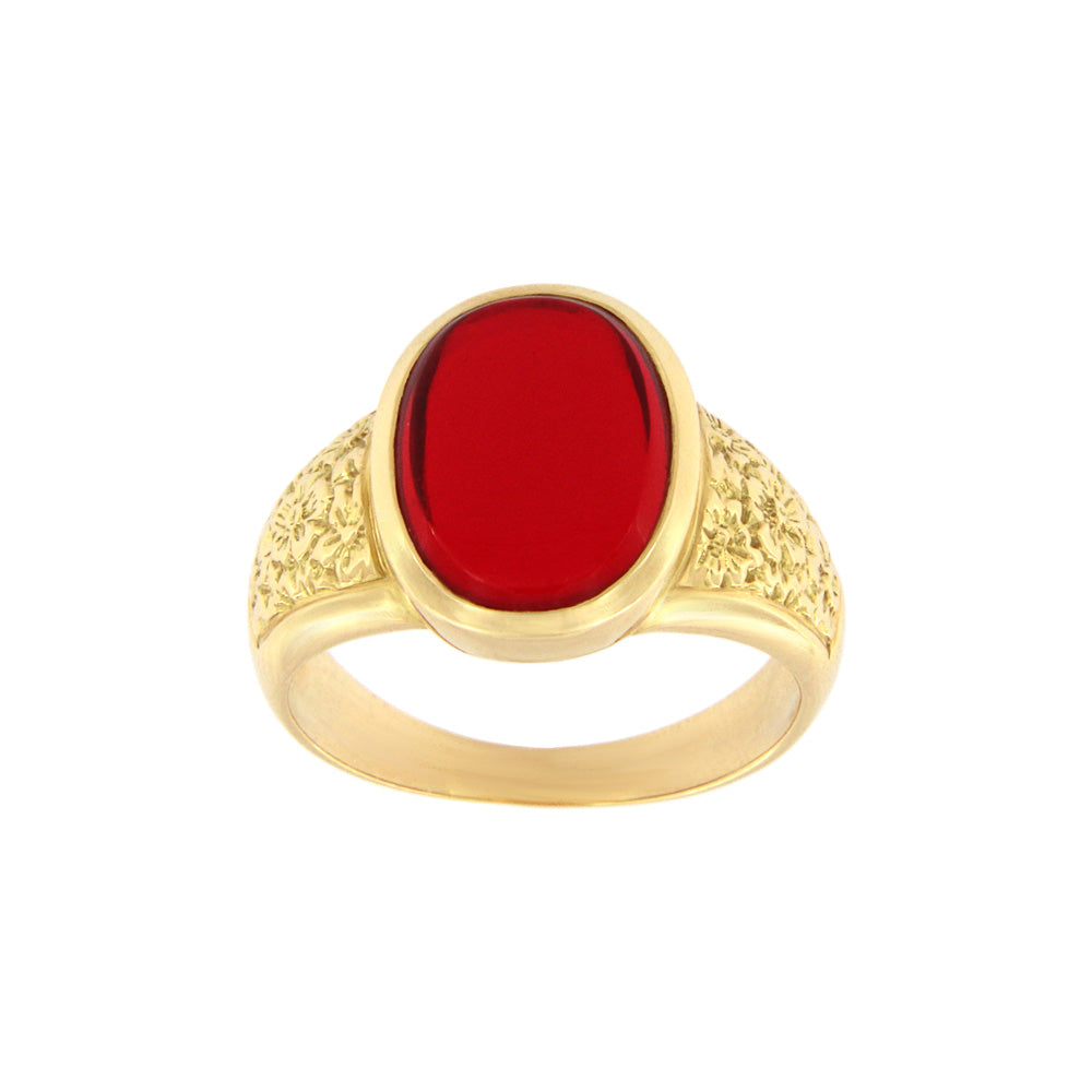 18ct gold Oval red stone ring