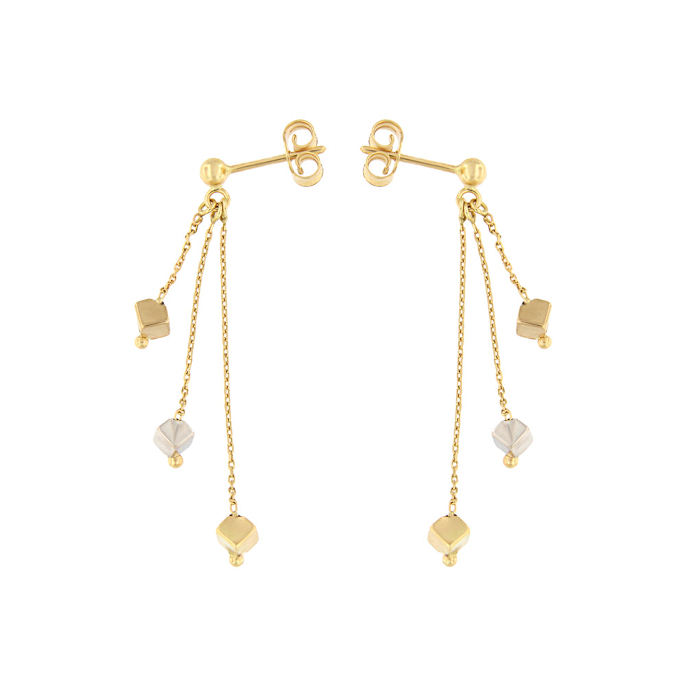 18ct gold Two gold cube earrings