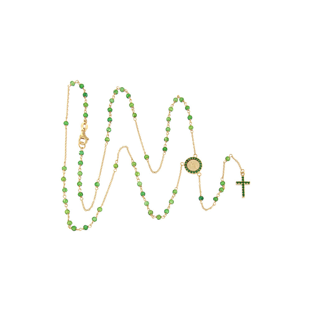 18ct gold Rosary necklace green