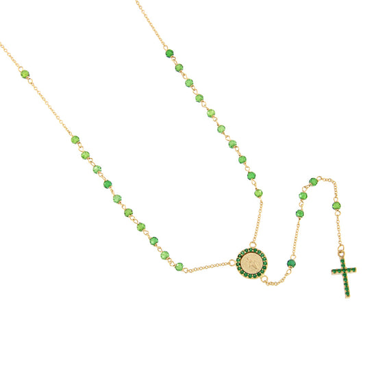 18ct gold Rosary necklace green