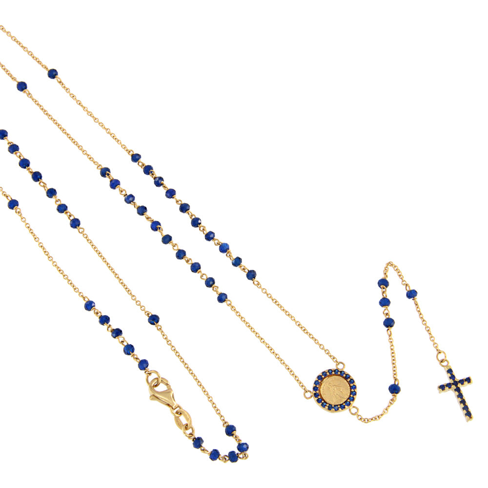 18ct gold Rosary necklace blue