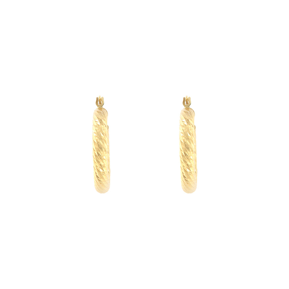 18ct gold Diamond cut twisted hoop earrings