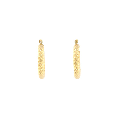 18ct gold Diamond cut twisted hoop earrings